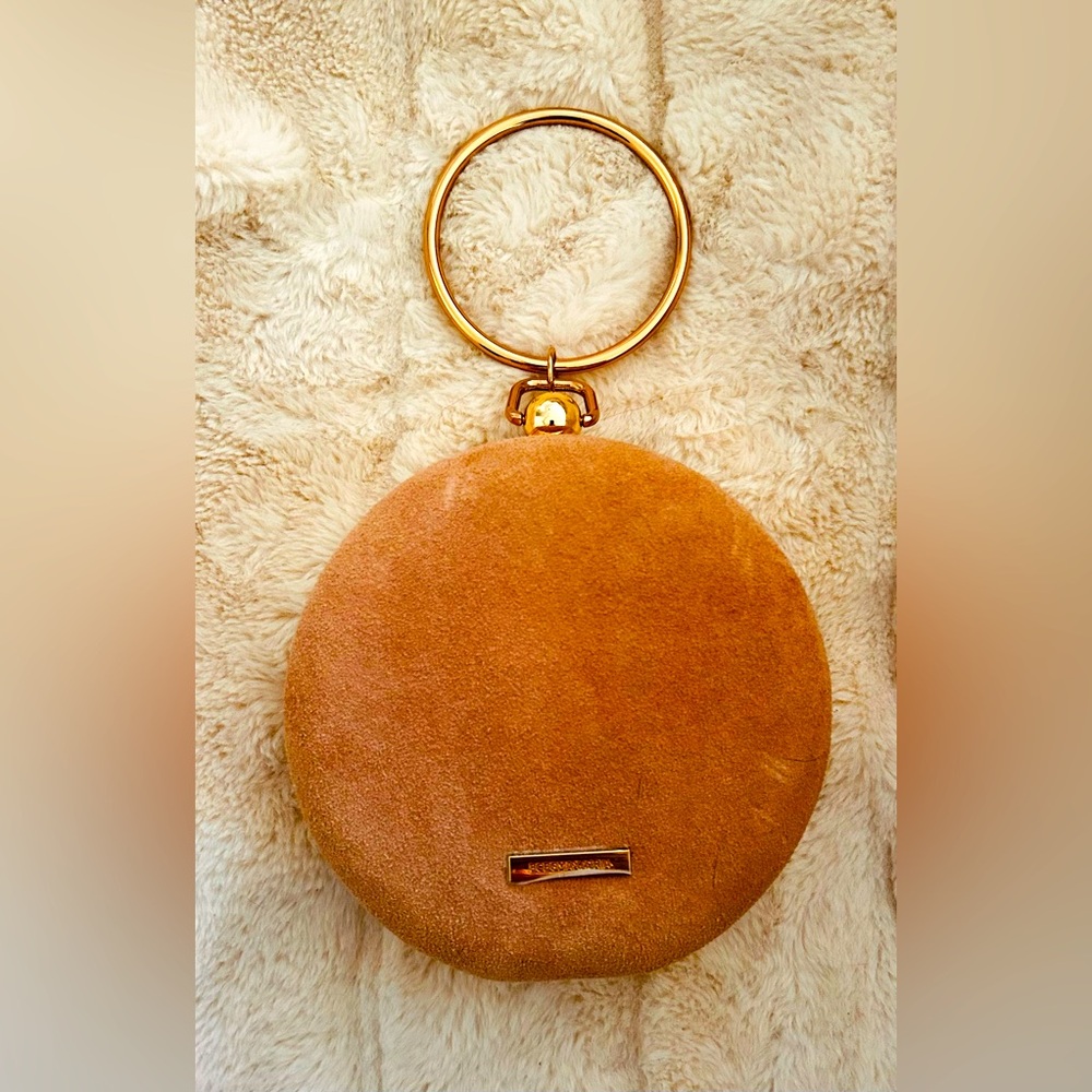 NWT BCBG MAXAZRIA Prim Suede Circle Clutch
Blush 
100% Leather